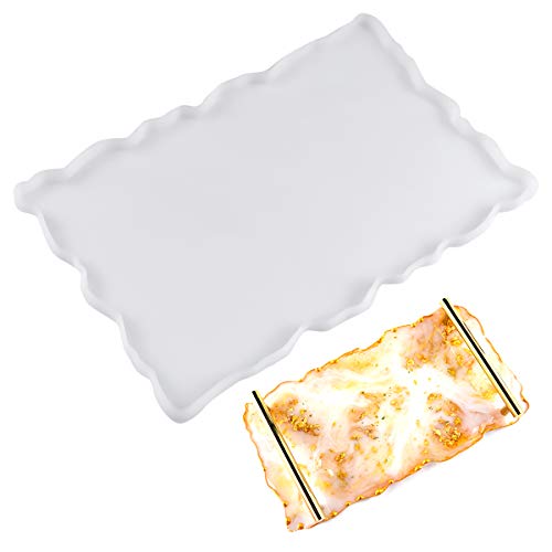 AvoDovA Resin Silikonform Tablett, Obsttablett Epoxidharz Gießformen, Groß Rechteckige Silikonform, DIY Tablett Gießform für Untersetzer Teetablett Kunsthandwerk, Ohne Griff von AvoDovA