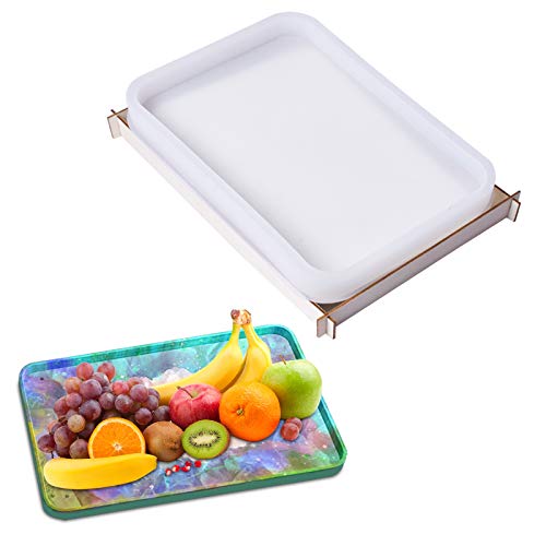 AvoDovA Silikonform Tablett Rechteckig, 28 x 19cm Gießform Epoxidharz Groß, Gießform Tablett Harz mit Rand, Epoxidharz Formen für DIY Teetablett Obsttablett Kunsthandwerk von AvoDovA