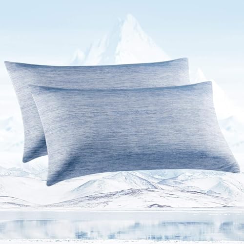Avoalre 2er Set Kühlen Kopfkissenbezug mit Q-Max>0.4 Arc-Chill kühlender Kissenhülle,Superweicher Sommer Kopfkissenbezug mit Verdecktem Reißverschluss,2er Set Cooling Kissenbezüge 40x80cm von Avoalre