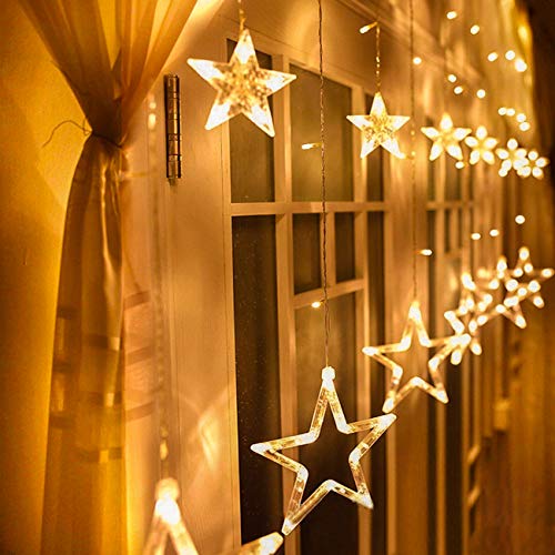 Avoalre Lichtervorhang 12 Sterne 2M Lichterkette 138 LED Sternenvorhang Erweiterbar (max. 21 Sätze), Sterne Vorhanglichter Fenster Weihnachtsbeleuchtung 8 Modi Lichterkette warmweiß Weihnachtsdeko von Avoalre