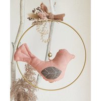 Mini Vogel Mobile Gold Pflanzengefärbt Babyzimmer Babymobile Deko Trockenblumen von Avocadopink