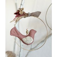 Mini Vogel Mobile Gold Vintage Lila Violett Babyzimmer Babymobile Deko Trockenblumen von Avocadopink
