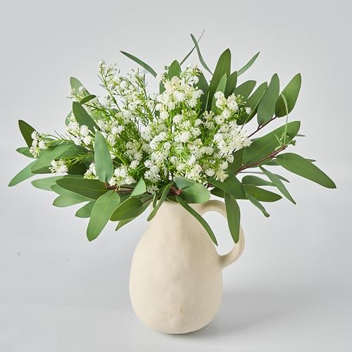 Avoeco Baby's Breath Künstliche Blumen und gemischte künstliche Eukalyptus-Stiele – fühlen sich echt an, künstliche Schleierkraut für selbstgemachte Hochzeitssträuße, Tafelaufsätze, Blumenarrangements von Avoeco