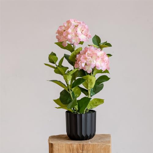 Avoeco Großer künstlicher Hortensienbaum im Topf – lebensechte echte Hortensien-Pflanze für Innen- und Außendekoration, perfekt für Eingänge und Tafelaufsätze (Rosa, 58,9 cm) von Avoeco