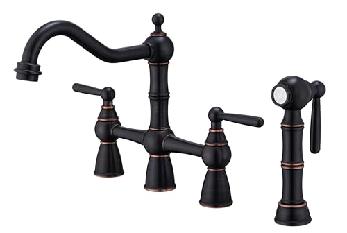 Avola Brücken-Küchenarmatur mit Seitensprüher, ölgeriebene Bronze von Avola