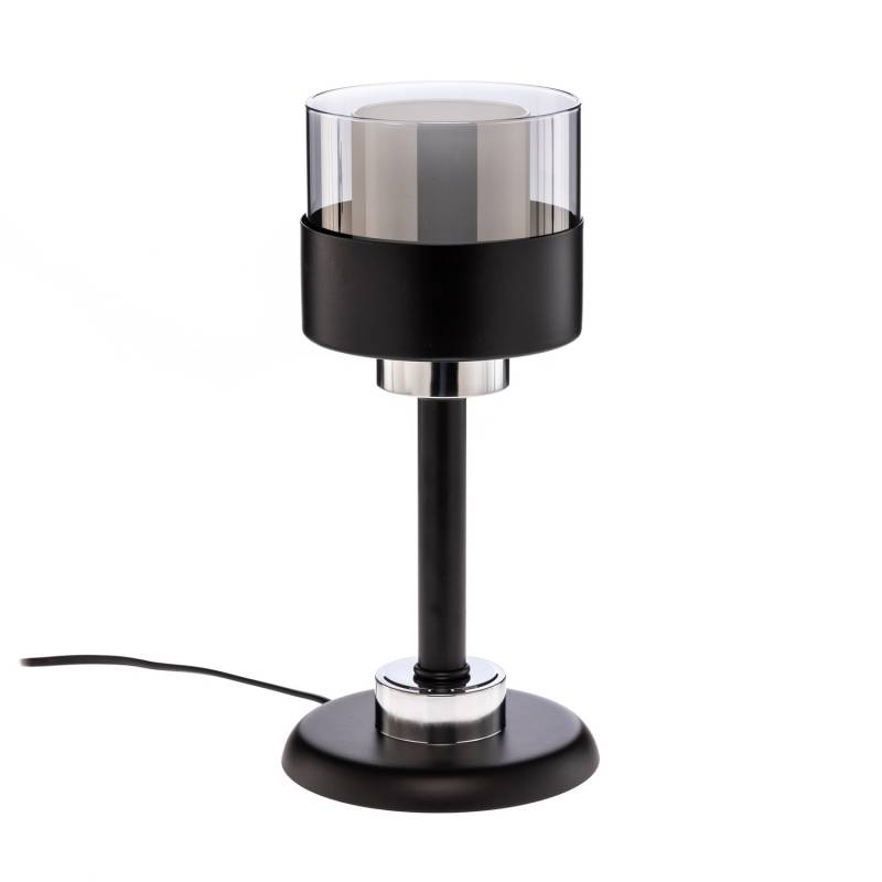 Avonni Tischleuchte Lampe Ml 4288 1 Bsy Schwarz Rauchgrau E27 Metall Glas Leuchte B-Ware von Avonni