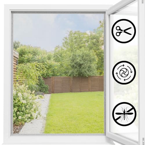 Fliegengitter für Fenster ohne Bohren (3 Stück) (130 cm x 150 cm) von AvosDim.com stores, rideaux, moustiquaires