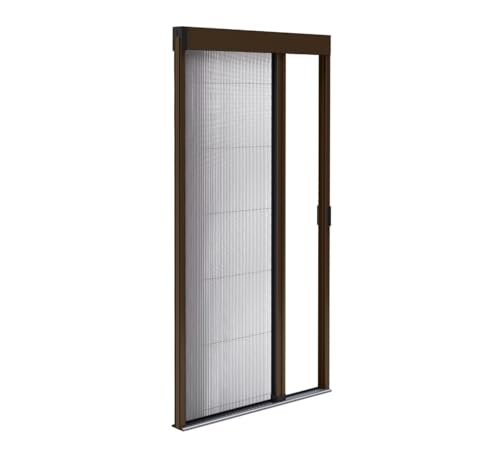 Insektenschutz Plissee Rollo für Aluminiumtür - zuschneidbar Höhe & Breite - Ultraflache Schwelle (Braun RAL 8014, L1200mm x H2200mm) von AvosDim.com stores, rideaux, moustiquaires