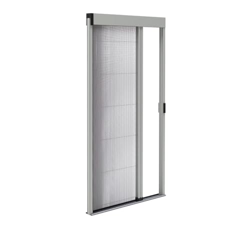Insektenschutz Plissee für Aluminiumtüren - zuschneidbar Höhe & Breite - Ultraflache Schwelle (grau RAL 7038, L1200mm x H2400mm) von AvosDim.com stores, rideaux, moustiquaires