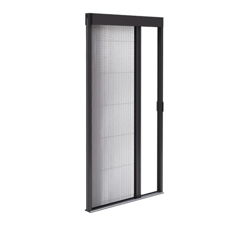 Insektenschutz Rollo Plissee für Aluminiumtüren - zuschneidbar Höhe & Breite - Ultraflache Schwelle (Anthrazit 7016, L1200mm x H2200mm) von AvosDim.com stores, rideaux, moustiquaires