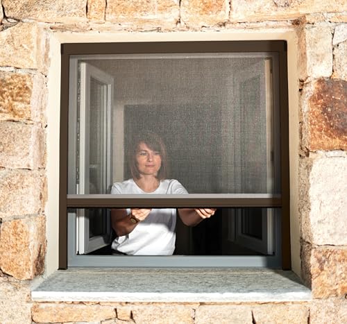 Insektenschutzrollo für Fenster & Türen, Aluminium – Luxus (Braun RAL 8014, L 1250 x H 1600 mm) von AvosDim.com stores, rideaux, moustiquaires