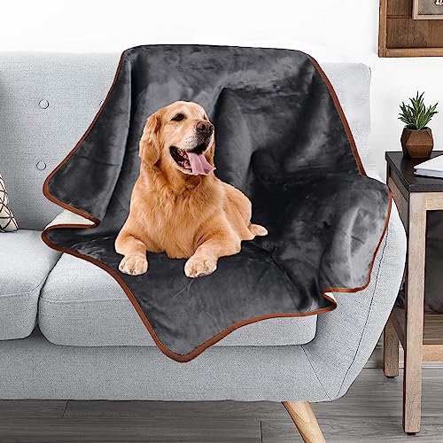 Avvrel hundedecke wasserdicht Waschbar, Hundedecke Outdoor Decke Super Softe Warme, hundedecke Sofa aus Sherpa Fleece Flanell tierdecke Katze Reversible Throw Decke für Klein Mittel Groß, Grau (L) von Avvrel