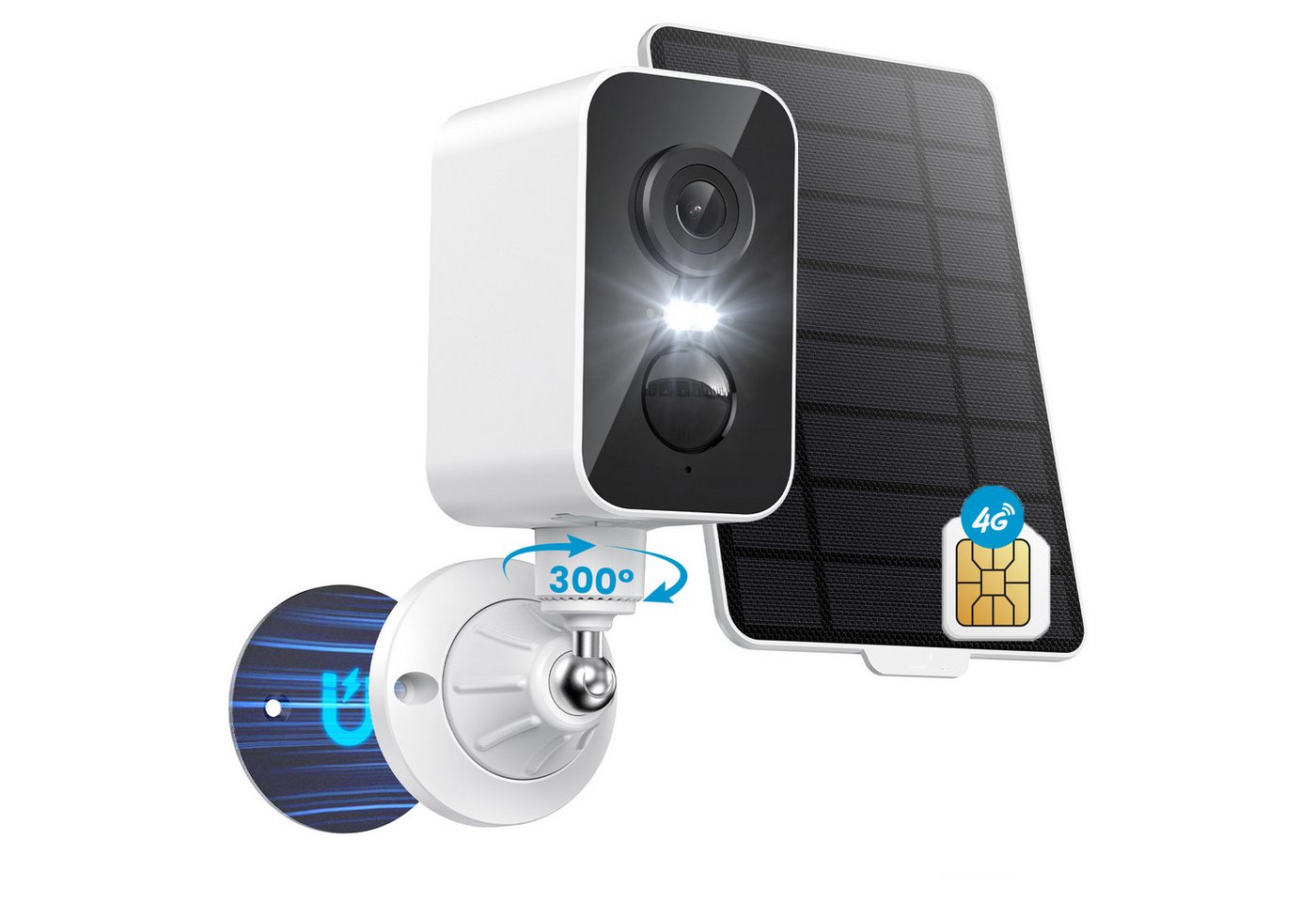 Avylet Überwachungskamera 4G LTE Magnetische Überwachungskamera Aussen Solar mit SIM Karte (Wald, Farm, Straße, Campingbus, Außenbereich, Geeignet für Bauernhöfe, Scheunen, Baustellen, Ranches, Felder oder Orte ohne Strom oder WiFi., 300° Kabellose Überwachungskamera Außen/Innen PIR-Bewegungserkennung, Farbige Nachtsicht Zwei-Wege-Audio Speicher Karte/Cloud, 9000mAh IP65 für Wohnmobile, Camping und Reisen) von Avylet