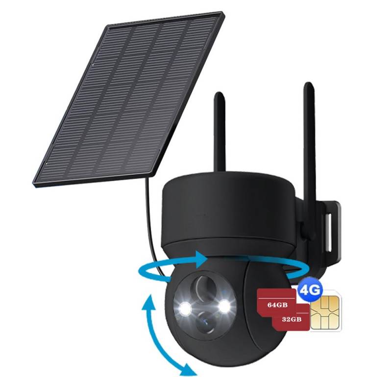 Avylet Überwachungskamera 4G LTE Überwachungskamera Aussen Solar mit SIM Karte (Ideal für abgelegene Außenstandorte wie Bauernhöfe, Baustellen, Ferienhäuser und Lagerhäuser., Außenbereich, Wald, Farm, Campingbus, Straße, Kabellos PTZ IP Kamera Outdoor mit 2K Farbige/IR Nachtsicht, 336°/90° Schwenkbar TF-Kartenslot PIR-Bewegungserkennung, 2-Wege-Audio benutzerdefinierte Alarmzonen​ 4-fachem Digitalzoom) von Avylet