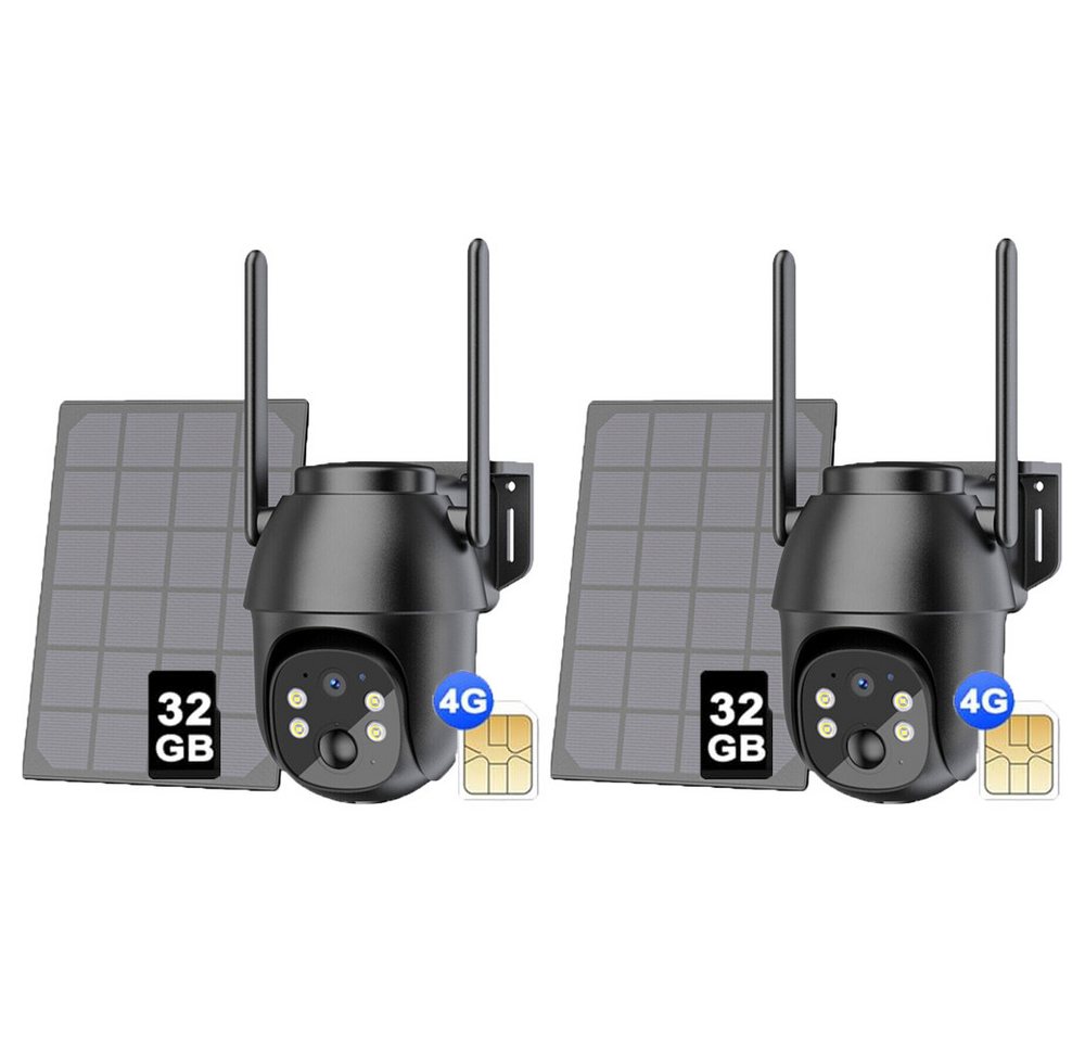 Avylet Überwachungskamera 4G LTE überwachungskamera außenbereich solar Mit SIM Karte 2K/3MP (außen/innen, 336° Drehung, 90° Neigung, IP65 Schutzstufe, Allwetter, 8400 mAh Akku, 2-tlg., Solarbetrieb, Außenüberwachun, intelligente Humanoid-Erkennung, KI) von Avylet