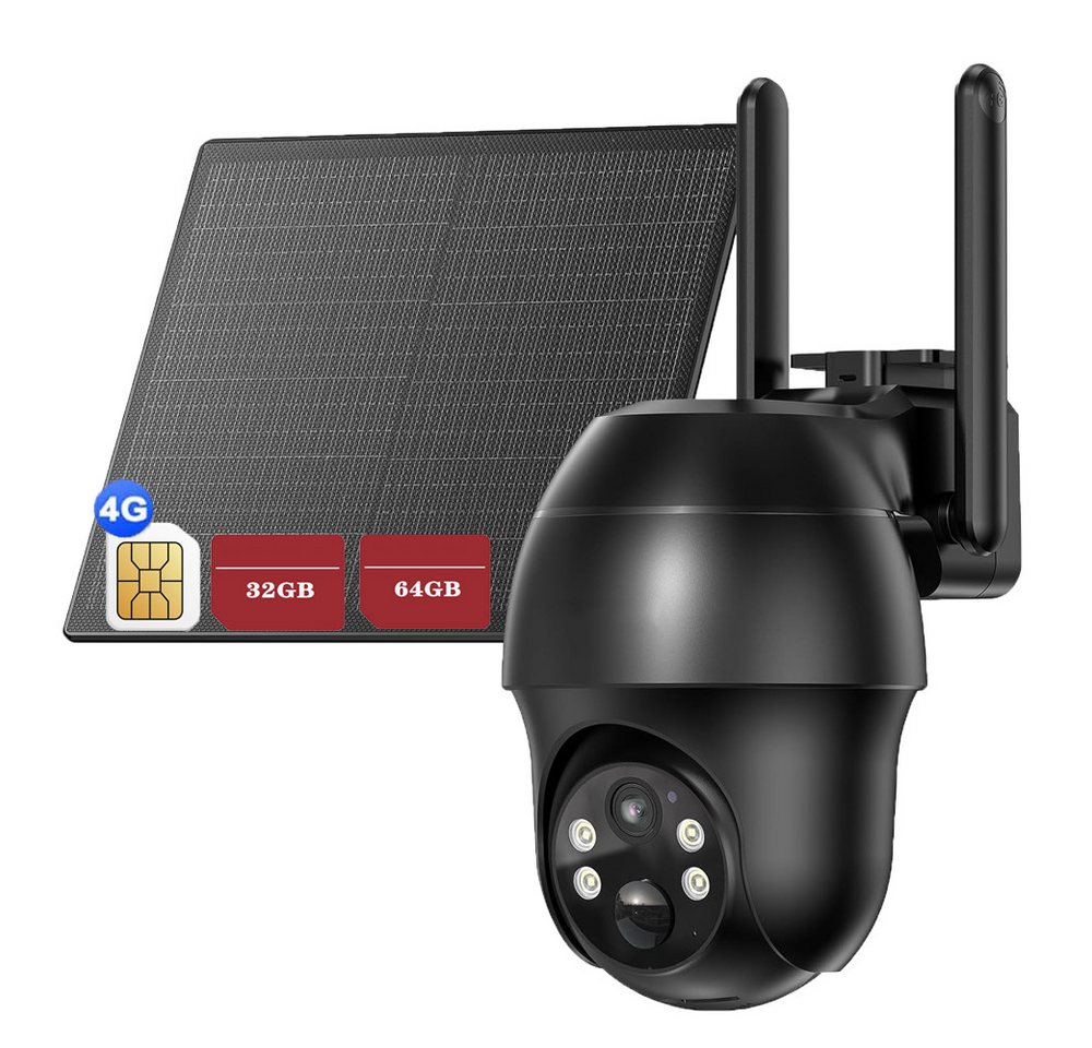 Avylet Überwachungskamera 4G LTE überwachungskamera mit sim karte outdoor Solar Akku kamera (Außenbereich, Außenkamera, outdoor, Home,Schule,Geschäft,Wald,Farm,Campingbus,Straße, 2K 360° Kabellose Überwachung Farb/IR Nachtsicht IP66 Wasserdichte, Außenkamera ohne WLAN PIR Erkennung App-Steuerung, Zwei-Wege-Audio PTZ Kabellos Kamera TF/Cloud-Speicher) von Avylet