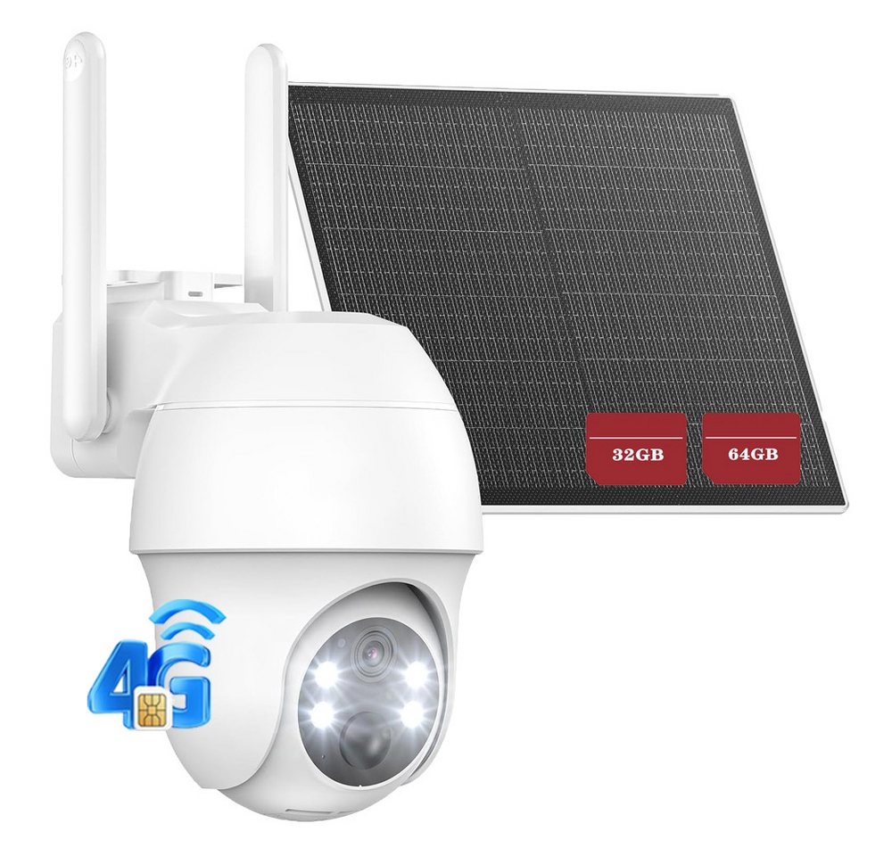 Avylet Überwachungskamera 4G LTE überwachungskamera mit sim karte outdoor Solar Akku kamera (Außenbereich, Außenkamera, outdoor, Home,Schule,Geschäft,Wald,Farm,Campingbus,Straße, 2K 360° Kabellose Überwachung Farb/IR Nachtsicht IP66 Wasserdichte, Außenkamera ohne WLAN PIR Erkennung App-Steuerung, Zwei-Wege-Audio PTZ Kabellos Kamera TF/Cloud-Speicher) von Avylet