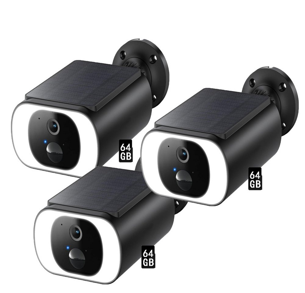 Avylet Überwachungskamera Überwachungskamera Aussen Akku Solar 2K mit WLAN und PIR Sensor (Aussen Außenbereich, 3-tlg) von Avylet