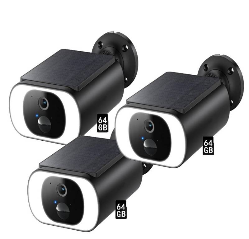 Avylet Überwachungskamera Überwachungskamera Aussen Akku Solar 2K mit WLAN und PIR Sensor (Aussen Außenbereich, 3-tlg) von Avylet