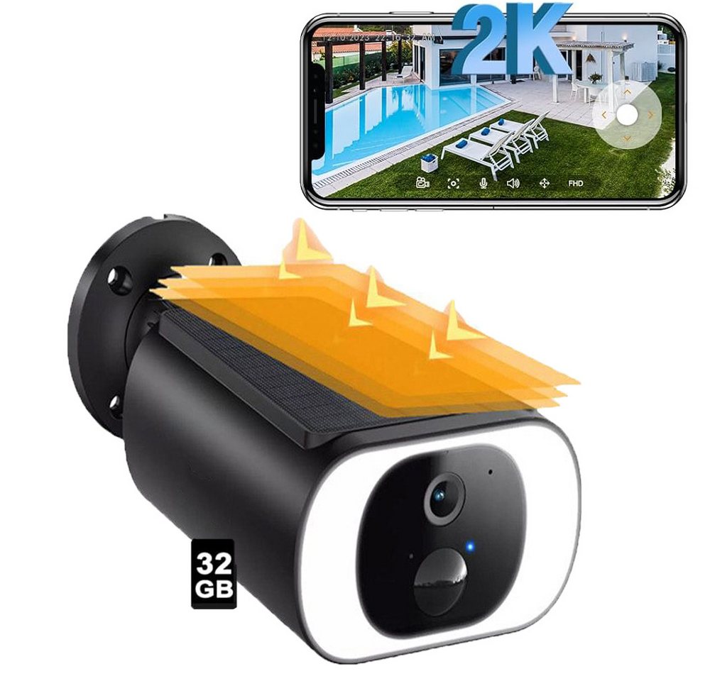 Avylet Überwachungskamera Überwachungskamera Aussen Akku Solar 2K mit WLAN und PIR Sensor (Aussen Außenbereich, 95° Betrachtungswinkel, 15 m Nachtsichtentfernung, 6 Monate Standby-Zeit, integriertes 6W Solarpanel,PIR-Bewegungserkennung, 200 Lumen Spotlight, 5000 mAh Lithium-Akku, 2,4G WiFi) von Avylet