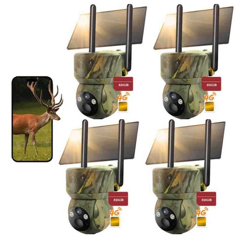 Avylet Wildkamera 4G LTE Wildkamera Solar 2K Live Übertragung Wildkamera (Perfekt für Bereiche außerhalb der Wifi-Reichweite oder abgelegene Orte: Bauernhöfe, Baustellen, Einfahrten, Docks, Weiden, Ställe, Lagerhäuser, Wohnmobile., mit Handyübertragung App 336° Schwenk 90° Neigung Wildtierkamera, 4-tlg., Kein WLAN mit Nachtsicht Bewegungsmelder IP65 Wasserdicht, mit Farbnachtsicht PIR-Erkennung 2-Weg-Audio Jagdkamera) Avylet Wildkamera 4G LTE Wildkamera Solar 2K Live Übertragung Wildkamera (Perfekt für Bereiche außerhalb der Wifi-Reichweite oder abgelegene Orte: Bauernhöfe, Baustellen, Einfahrten, Docks, Weiden, Ställe, Lagerhäuser, Wohnmobile., mit Handyübertragung App 336° Schwenk 90° Neigung Wildtierkamera, 4-tlg., Kein WLAN mit Nachtsicht Bewegungsmelder IP65 Wasserdicht, mit Farbnachtsicht PIR-Erkennung 2-Weg-Audio Jagdkamera) von Avylet