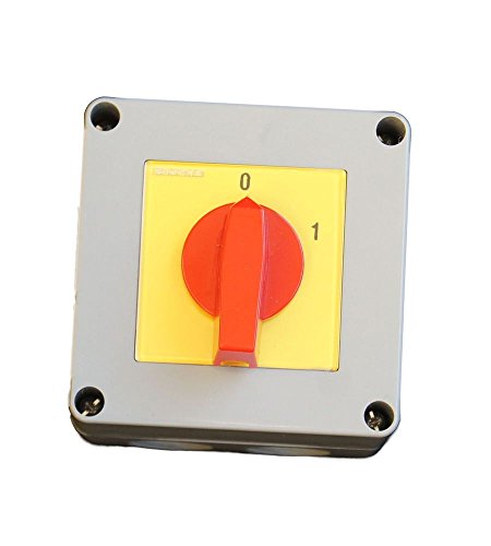 Aw-Tools 20A 3-polig Not-Aus-Schalter Lasttrennschalter Aufputz/Rolltor GN20-10-P24 (Gelb, Rotary, Drehgriff, MANUELL) von Aw-Tools