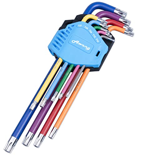 Awang Torx Innensechskant 9tlg Winkelschlüsselsatz mit Griff Innensechskantschlüssel TX Winkelschlüssel T10-T50, Cr-V-Stahl,klein und kompakt mit Klapphalter-Metrisch Awang Torx Innensechskant 9tlg Winkelschlüsselsatz mit Griff Innensechskantschlüssel TX Winkelschlüssel T10-T50, Cr-V-Stahl,klein und kompakt mit Klapphalter-Metrisch von Awang