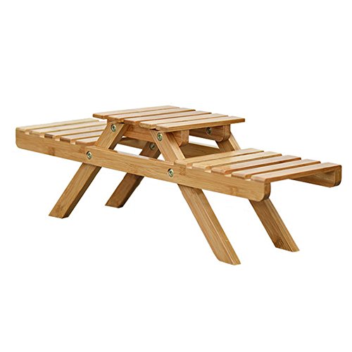 Awayhall Blumentreppe Blumenstiel Fleischiger Blumentopf Gestell Blumenregal Gartenregal Blumenbank Pflanzentreppe Pflanzenregal Holzboden Multilayer Faltbarer Blumenständer Balkon 2 Stufen Bambus von Awayhall