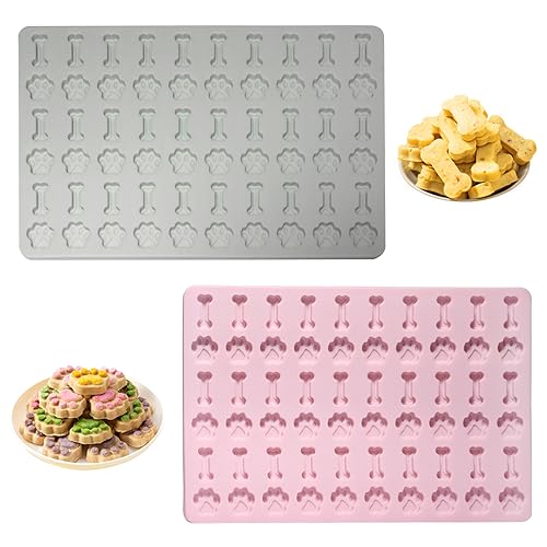 Aweisile Backmatte Hundekekse 2 Stück Silikon Backmatte Hundeleckerli Silikon Hundekekse Backmatte Backform für Hundeleckerli Mini Backunterlage Dog Biscuits Baking Mould für DIY Hundekekse Leckerlis von Aweisile