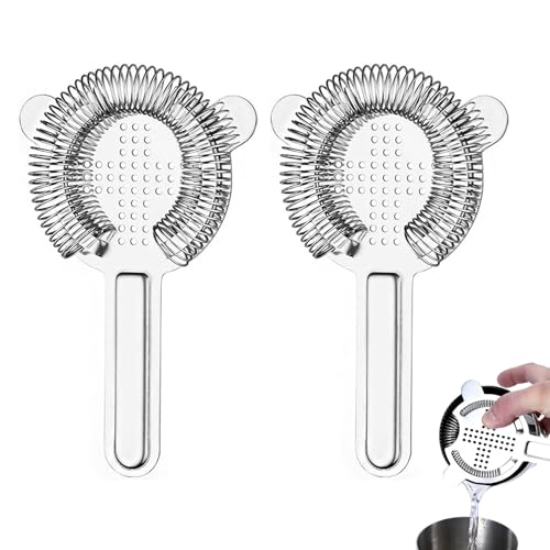 Aweisile Barsieb Cocktail 2 Stück Cocktail Strainer Edelstahl Cocktail Sieb Stainless Steel Cocktail Strainer Edelstahl Barsieb Cocktail Sieb Cocktailsieb Bar Strainer für Bar Club Party (Silber) von Aweisile