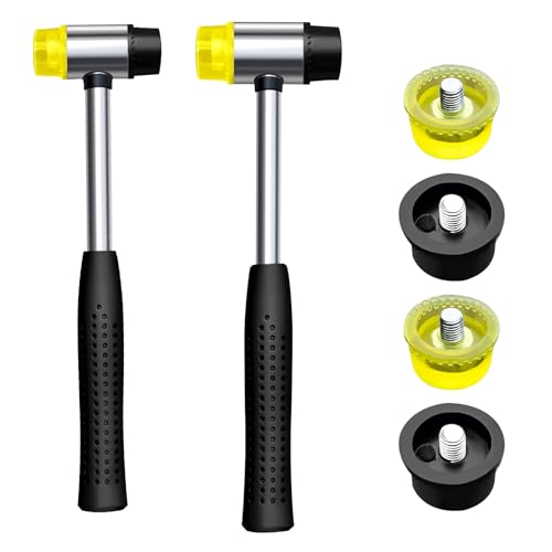 Aweisile Doppelkopf Gummihammer 2 Stück Gummihammer Mini Doppelkopf Gummihammer Mini Hammer Gummi Schonhammer Gummi Hammer mit 4 Stück Ersatz Austauschbar Hammerköpfe von Aweisile