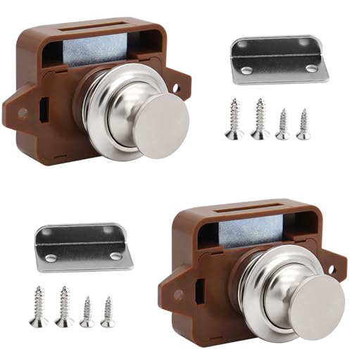 Aweisile Push Button Lock 2 Stück Push Button Catch Push Button Verriegelung,Taste Catch,Door Lock Verriegelung,Keyless-Schrank Lock Catch Druckknopf-Schlösser für Schranktüren von Aweisile