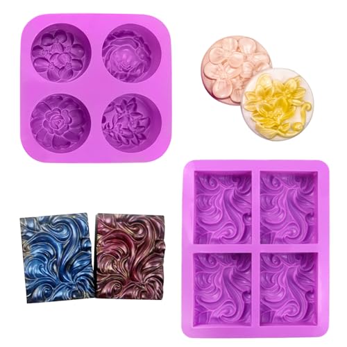 Aweisile Silikon-Seifenformen 2 Stück Silikonformen für Seife Seifen Silikonform Set Handgefertigte Seifenform Selbstgemachte Seifenform Silikon Seifenformen Seife Blumenformen für Seife Gelee Kuchen von Aweisile