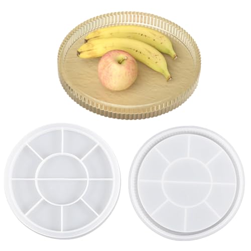 Aweisile Silikonform Tablett Rund Silicone Molds Tray Silikonform Teller mit Rand Runde Ablageform Silikonformen Tablett mit Rillen Tablett Silicone Molds für Herstellung Tablett Dekorative von Aweisile