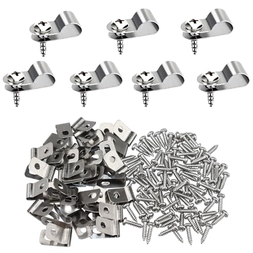 Aweisile Zaun Drahtklemmen 100 Stück Zaundrahtklemmen Landwirtschaftliche Fechten Befestigungsclips Edelstahl Drahtklammern mit Schrauben Drahtzaun Clips für Metallzaun und Holzzaun von Aweisile