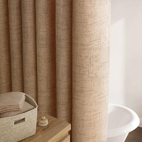 Awellife Duschvorhang-Set mit 12 robusten Haken, extra lang, brauner Stoff, schwere Stoff-Duschvorhänge für Badezimmer, 183 x 213,5 cm, Braun von Awellife