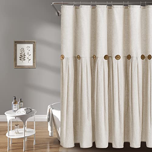 Awellife Farmhouse Duschvorhang mit Knopfleiste, Leinen, gewebt, Landhausstil, 183 x 183 cm, cremefarben Awellife Farmhouse Duschvorhang mit Knopfleiste, Leinen, gewebt, Landhausstil, 183 x 183 cm, cremefarben von Awellife