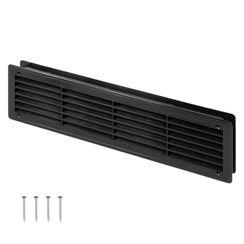 Lüftungsgitter für Badezimmertür, 455 mm x 135 mm, zweiseitige Lüftungsabdeckung, Schwarz von Awenta