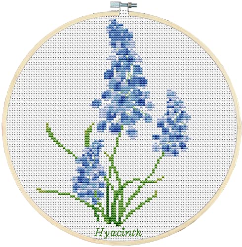 Awesocrafts Kreuzstich-Set, Hyazinthen Blumen, 11-fädig, geprägtes Muster, einfache Kreuzstich, Stickerei, Handarbeits-Set (Hyazinth) von Awesocrafts