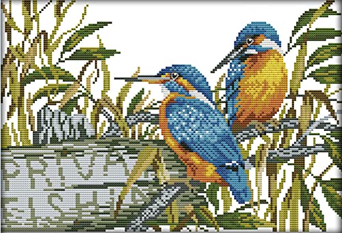 Awesocrafts Kreuzstich-Set, geprägt, Die verliebt Blauer Eisvogel Easy Patterns Kreuzstich-Stickerei, Handarbeit, Zubehör von Awesocrafts