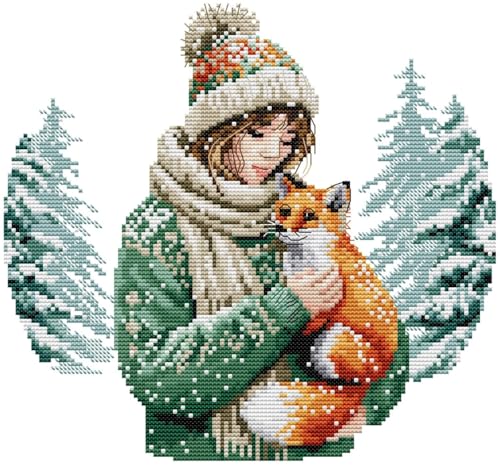 Awesocrafts Kreuzstich-Stempel-Set, Fuchs, Kiefernbaum, einfache Muster, Kreuzstich, Stickerei, Handarbeitsset, Zubehör von Awesocrafts