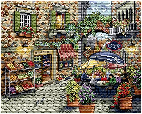Awesocrafts Kreuzstich Stickpackungen Vorgedruckt Café Bilder Vorlagen Sticken Set Vorgedruckt 14CT 2 Stränge von Awesocrafts