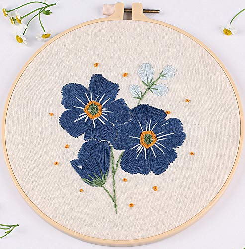 Awesocrafts Stickset Myosotis Sylvatica Blumen, komplettes Sortiment an Stickerei-Starter-Sets für Anfänger, Erwachsene, Kinder, DIY, handgemachte einfache Muster (blaue Blumen) von Awesocrafts