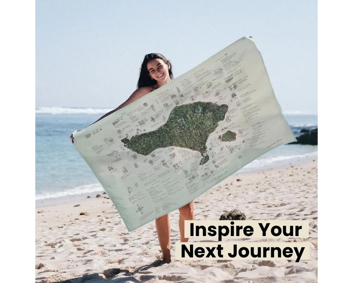 Awesome Maps Strandtuch Badetuch "Bali Green Topography" (155x90cm) von Awesome Maps