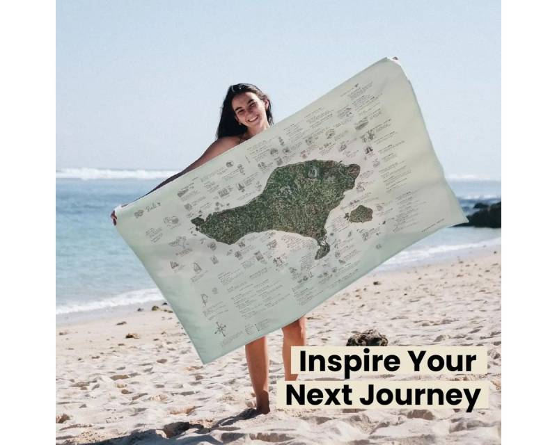 Awesome Maps Strandtuch Badetuch "Bali Green Topography" (155x90cm) von Awesome Maps