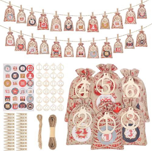 24 Geschenksäckchen 2024 Rituals Adventskalender zum Befüllen zum Selber Tüten Befüllen Kinder Stoff Selbstgemachter Adventskalender Säckchen von Awinker