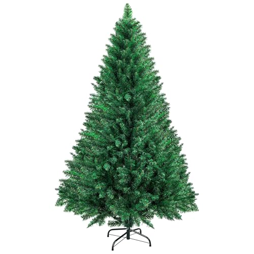 Awjaisca Eleganter 6-Fuß-Weihnachtsbaum aus kanadischer Tanne – robuste PVC-Konstruktion, Faltbare Metallfüße und 800 Zweige für eine luxuriöse Urlaubsatmosphäre 180 cm von Awjaisca
