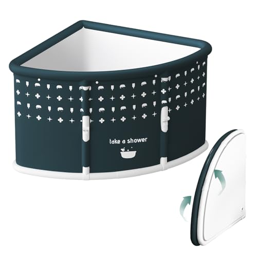 Awjaisca Fächerförmige faltbare Badewanne für Erwachsene - Große, tragbare und zusammenklappbare Surround -Wanne, mühelose Klappdesign, ideale freistehende Eckbadewanne für Home Spa Relaxation von Awjaisca