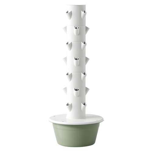 Awjaisca Vertikaler Innenhydroponic Turm Gartenkit - 5/7 Schichten mit 20/28 Löchern, Hydroponik -Anbausystem mit Tank, Gemüse -Pflanzerturm für Zuhause, Hydroponics Tower Weiß 7-Layer von Awjaisca