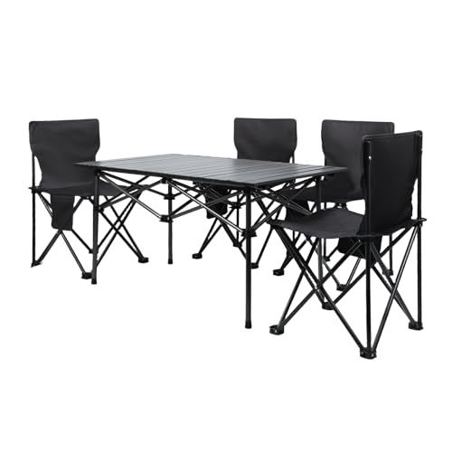 Awjaisca c 4-in-1 Campingtisch und Stühle, zusammenklappbar, tragbar, leicht, Outdoor-Picknick-Möbel mit Tragetasche, 75 kg Tisch und 100 kg Stuhl, belastbar, für Garten, Terrasse, Camping und von Awjaisca